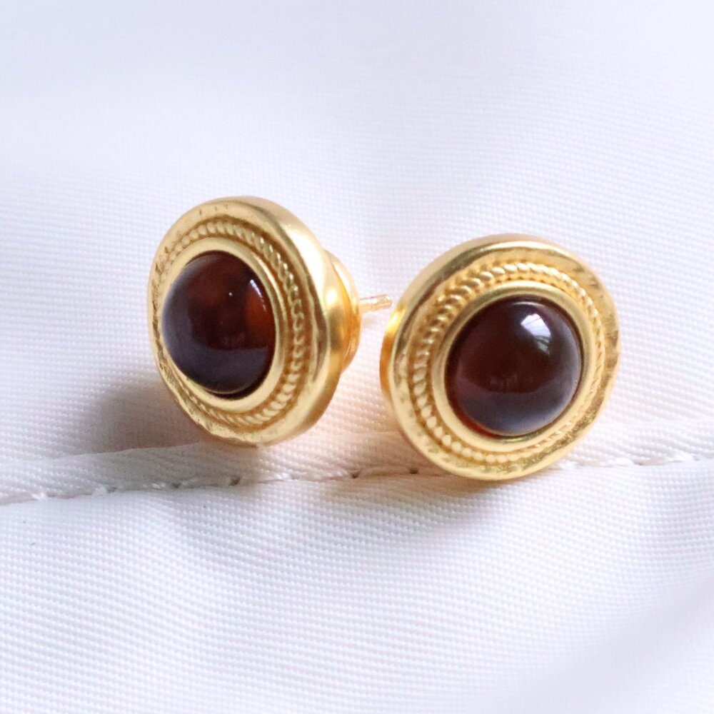 Julie Vos Stud Earrings - Madison - Acetate Gold - Picture 2 of 2